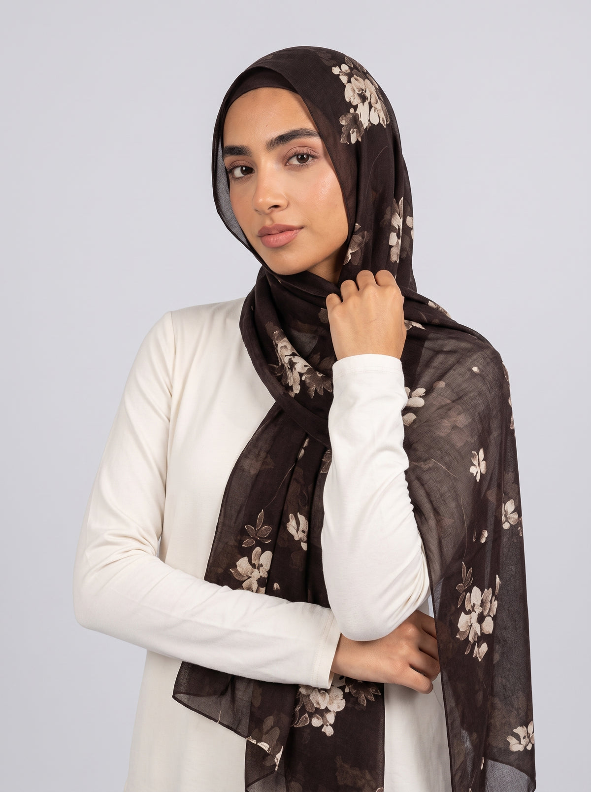 Espresso Blossom Modal Hijab