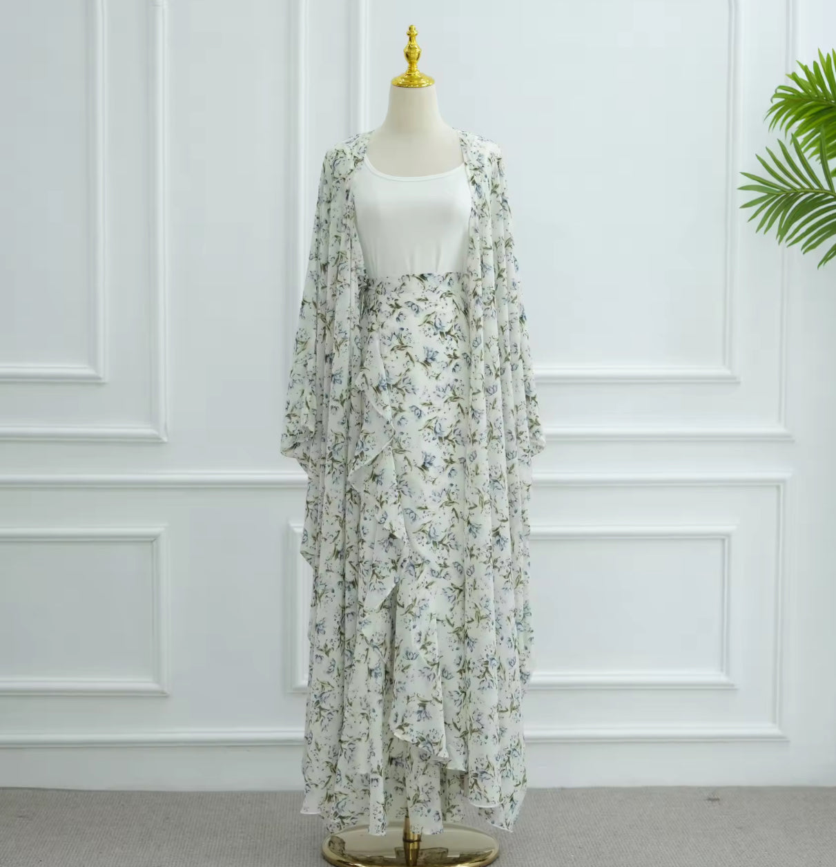 Aseel floral skirt set blue