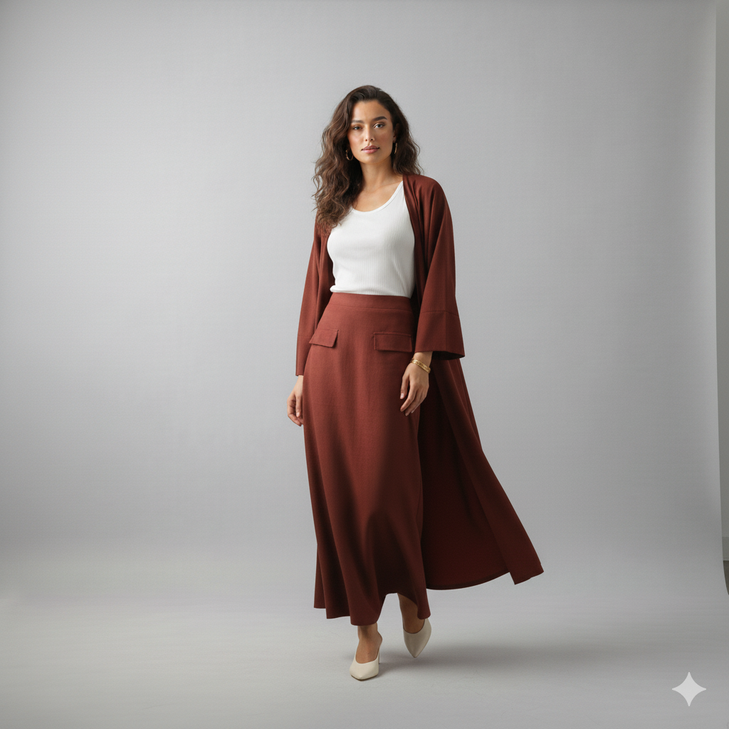 Aya Skirt Set- Burn Umber Red