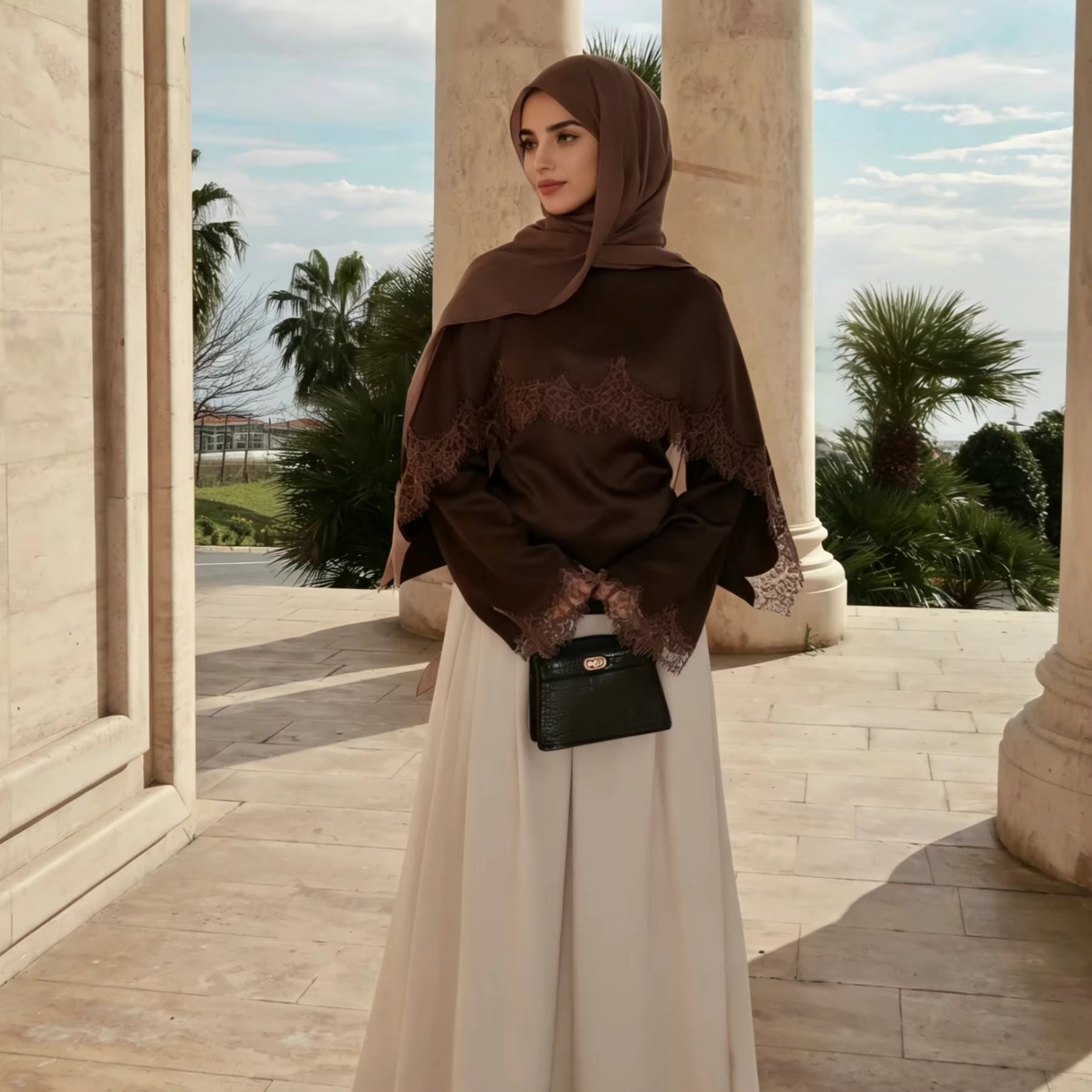 Satin Lace Cape Top