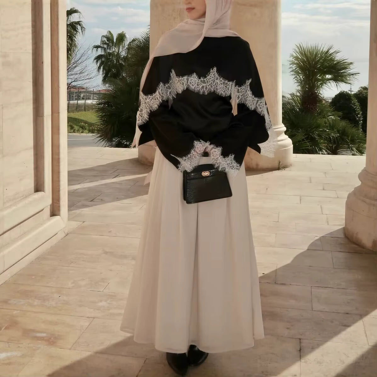 Satin Lace Cape Top