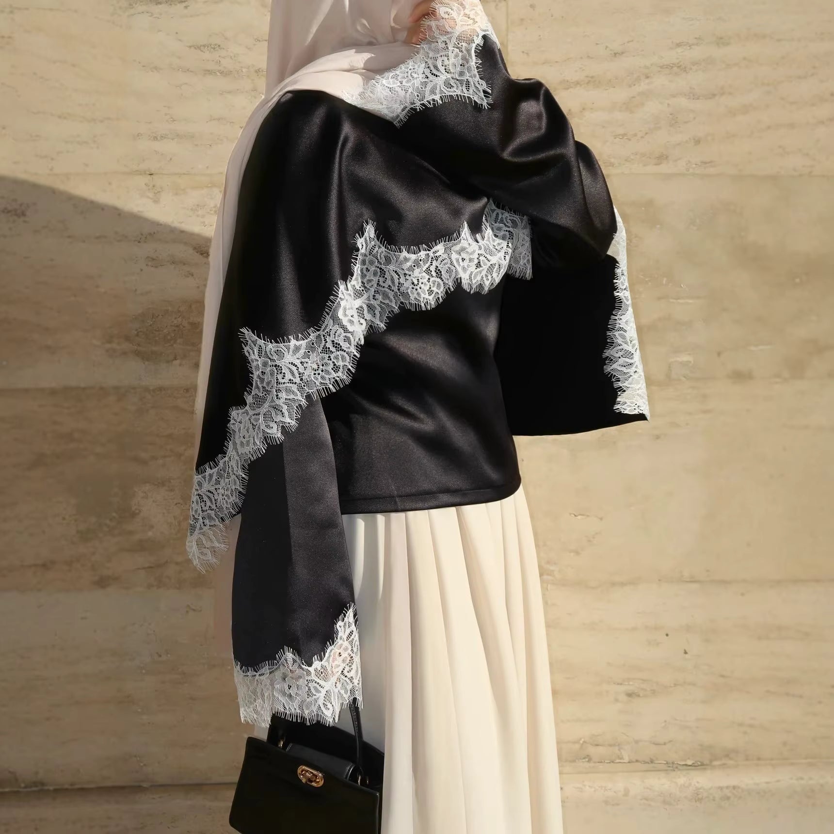 Satin Lace Cape Top