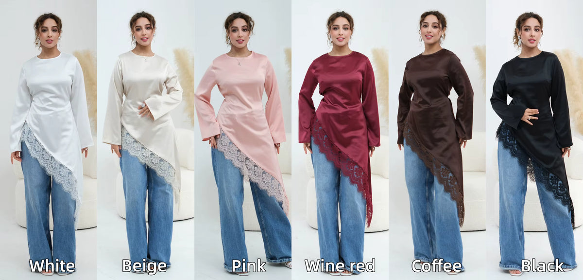 Asymmetric Satin Long Top – view 10
