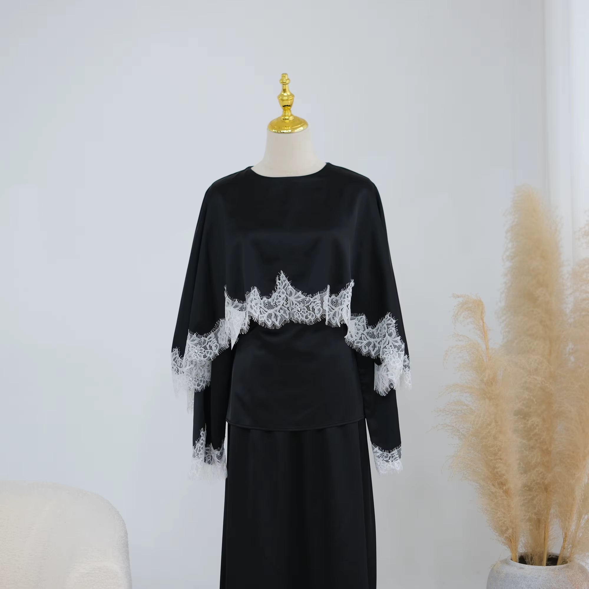 Satin Lace Cape Top