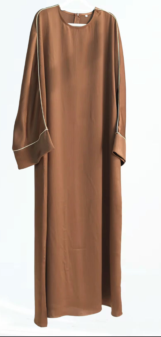 FATIMA LINED ABAYA BROWN