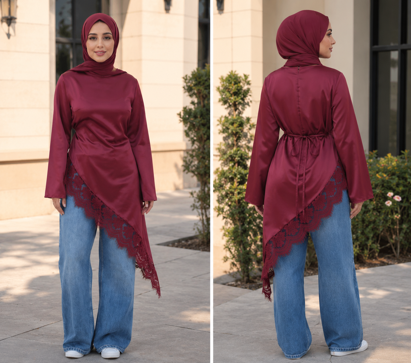 Asymmetric Satin Long Top – view 5