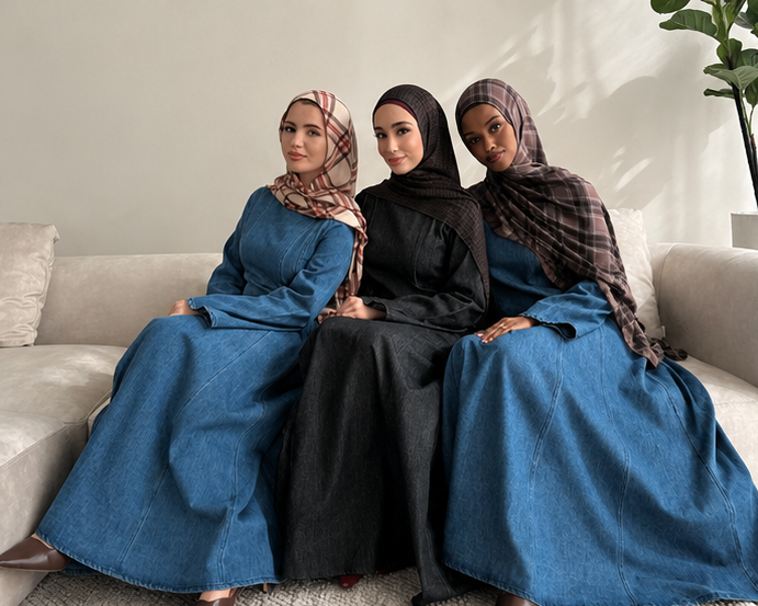Modest Muslim denim dress