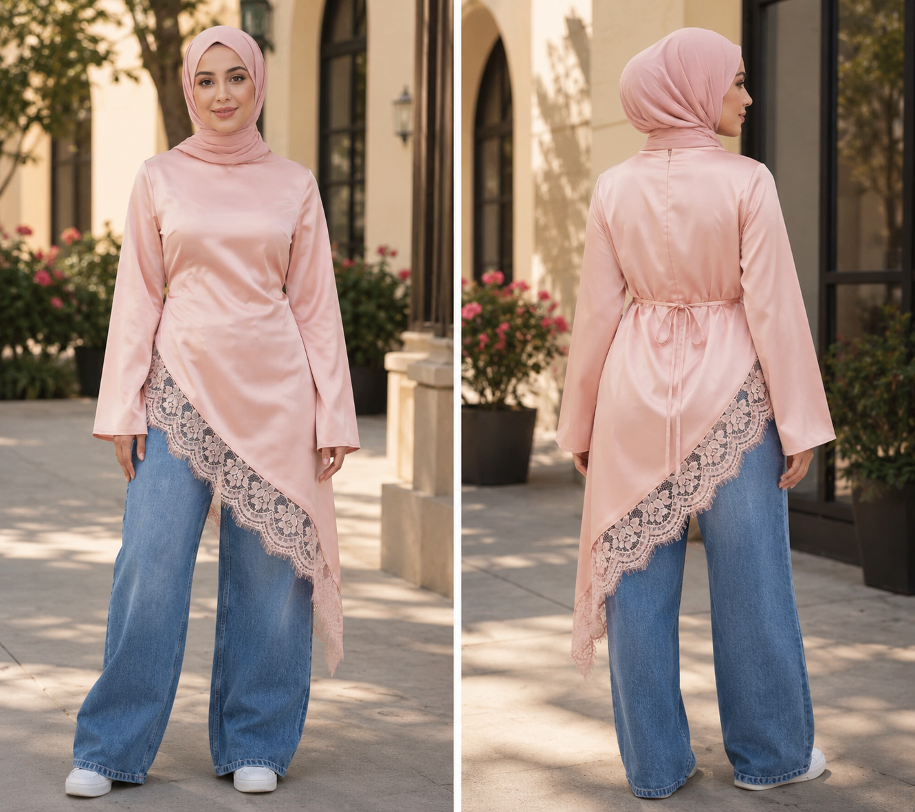 Asymmetry Satin Long  Top