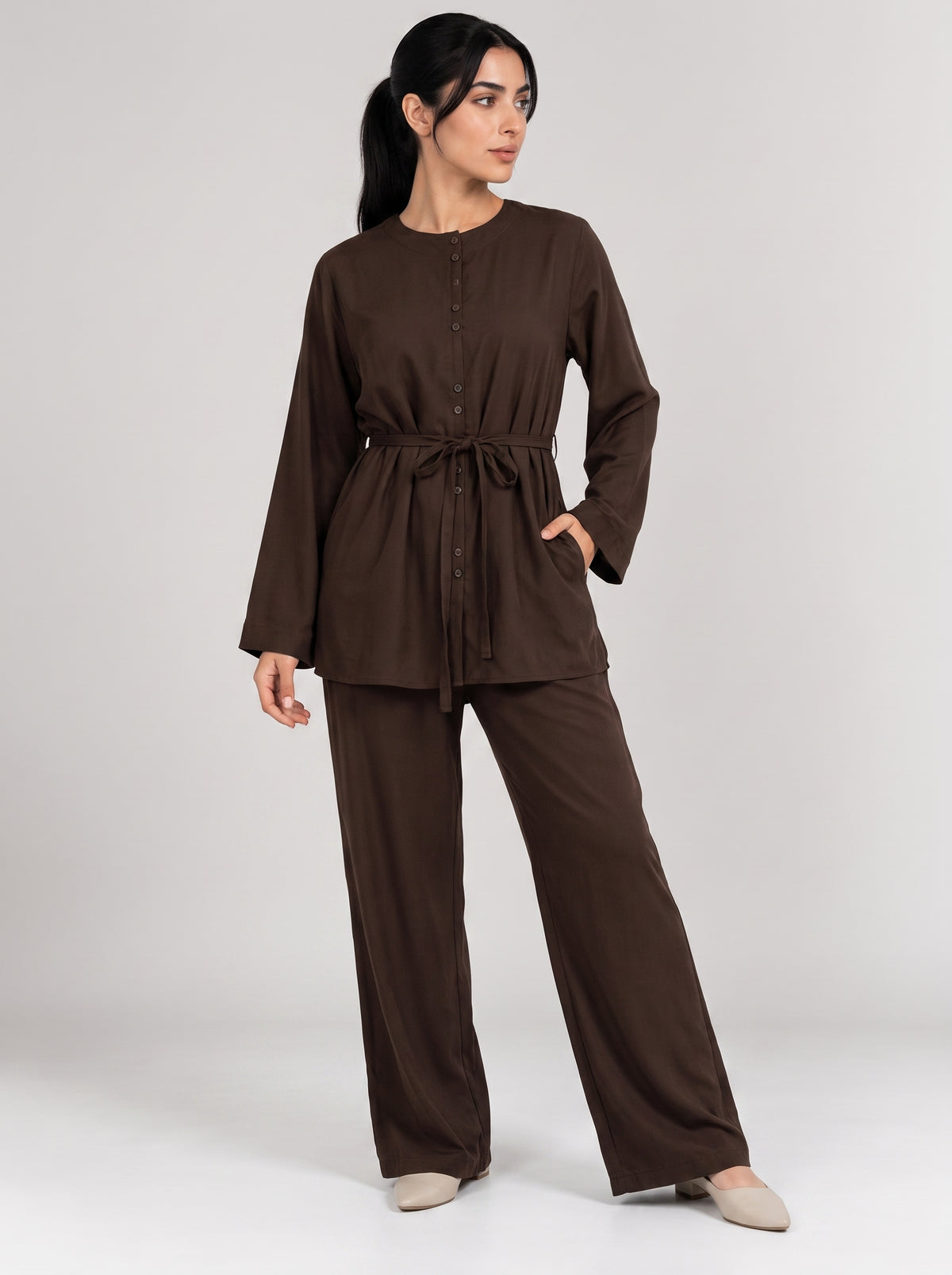 Raneem Button-Front Pants Set