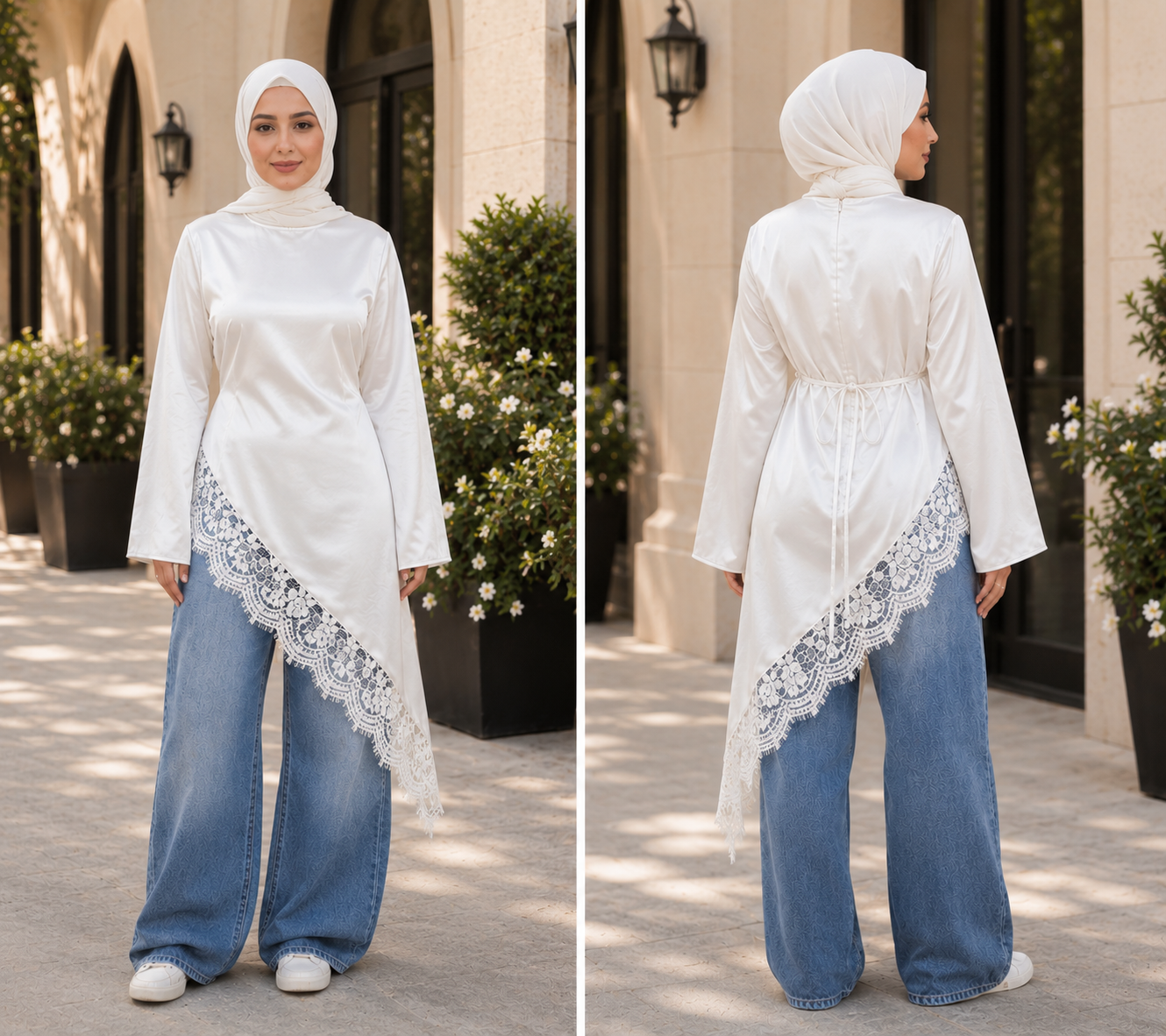 Asymmetric Satin Long Top – view 9