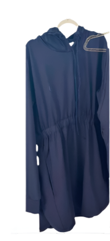 Straight Hoodie  flow top Navy
